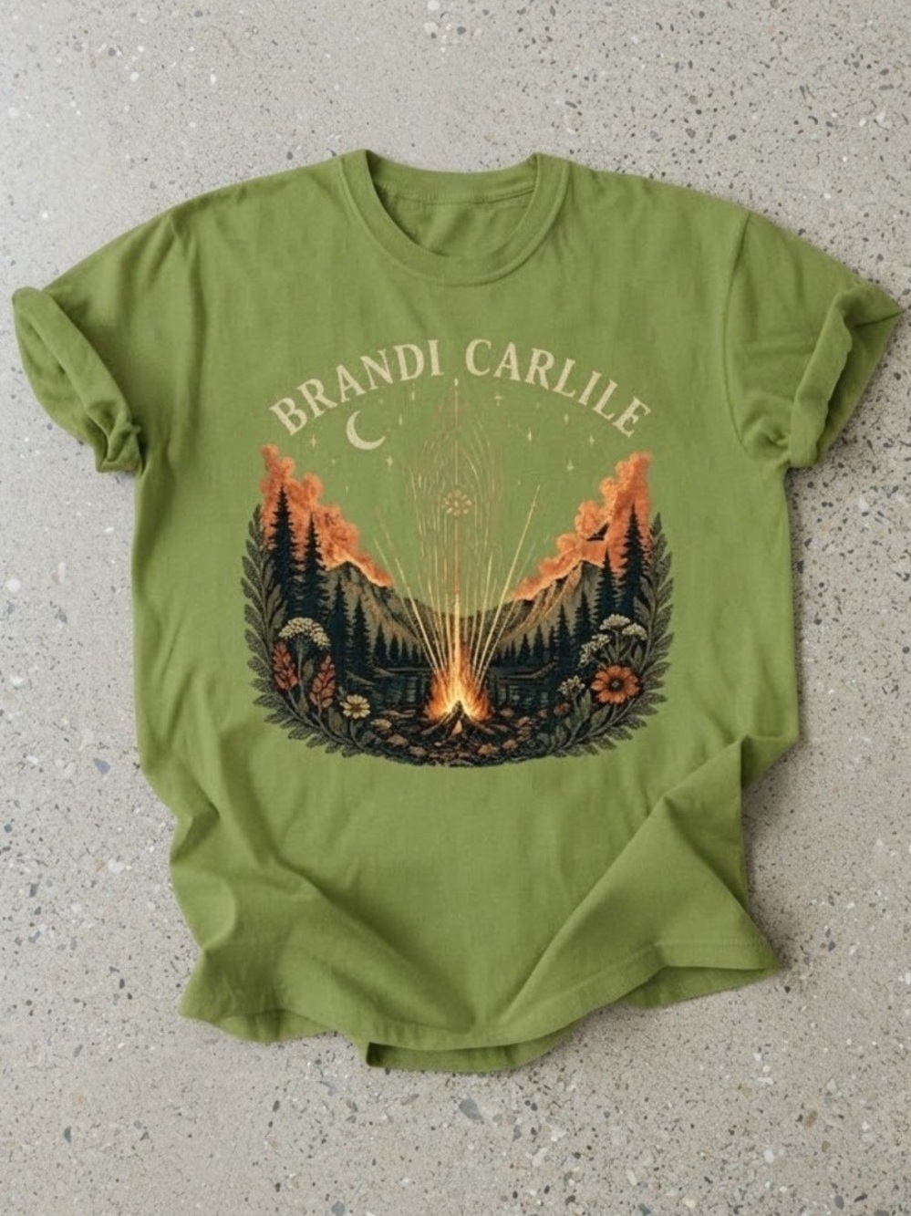 Brandi Carlile Nature Forest Campfire Art Gildan T-Shirt